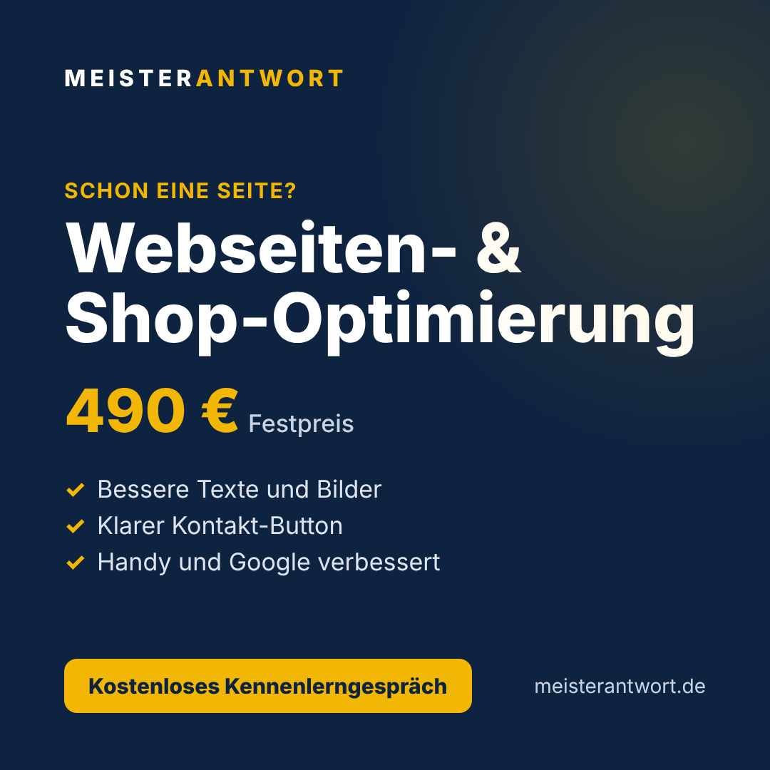 Meisterantwort Webseiten- und Shop-Optimierung